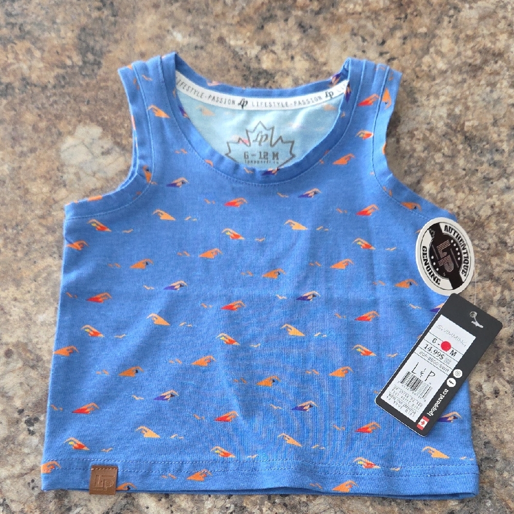 L&P Apparel Size 6-12 Months NEW Blue Kids Tank Top
